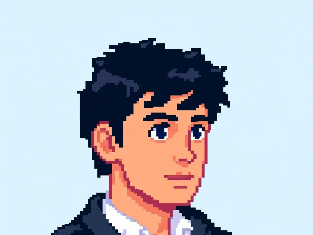 Portrait pixel art de Grégory Wychowaniec